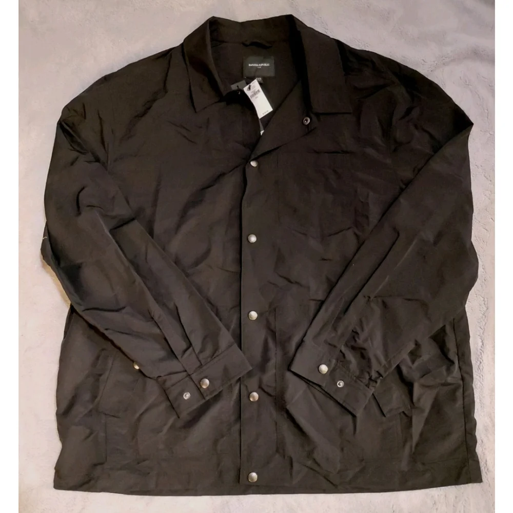 Banana Republic Jacket Full Zip Lightweight Snap Button Black Coat Size XXL NWT